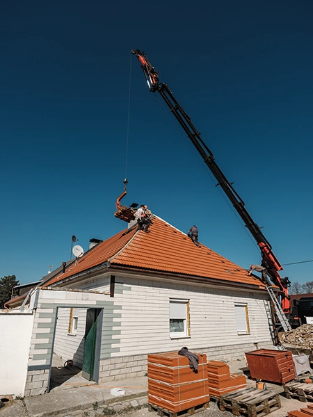 dach eindecken kran weite